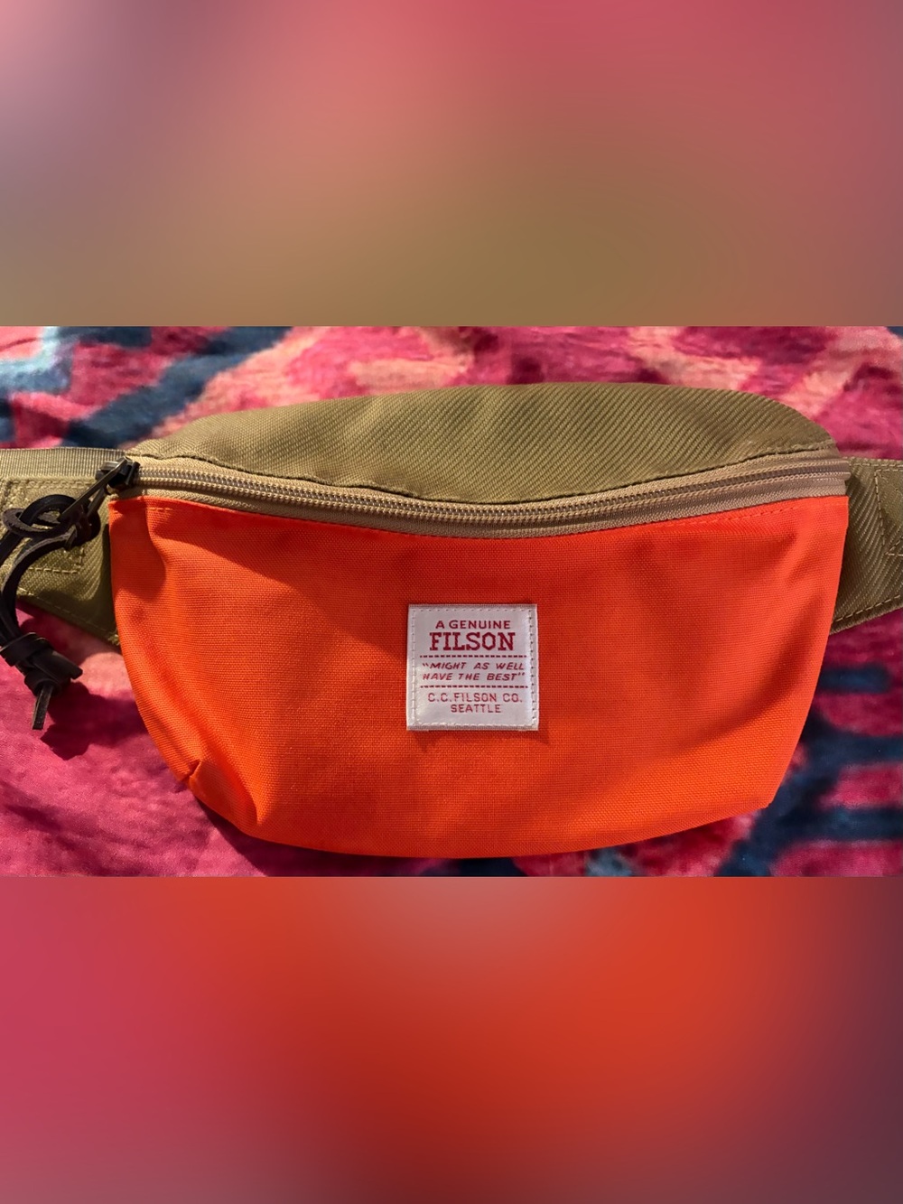 Filson Surveyor Crossbody Pack Dark Tan & Flame